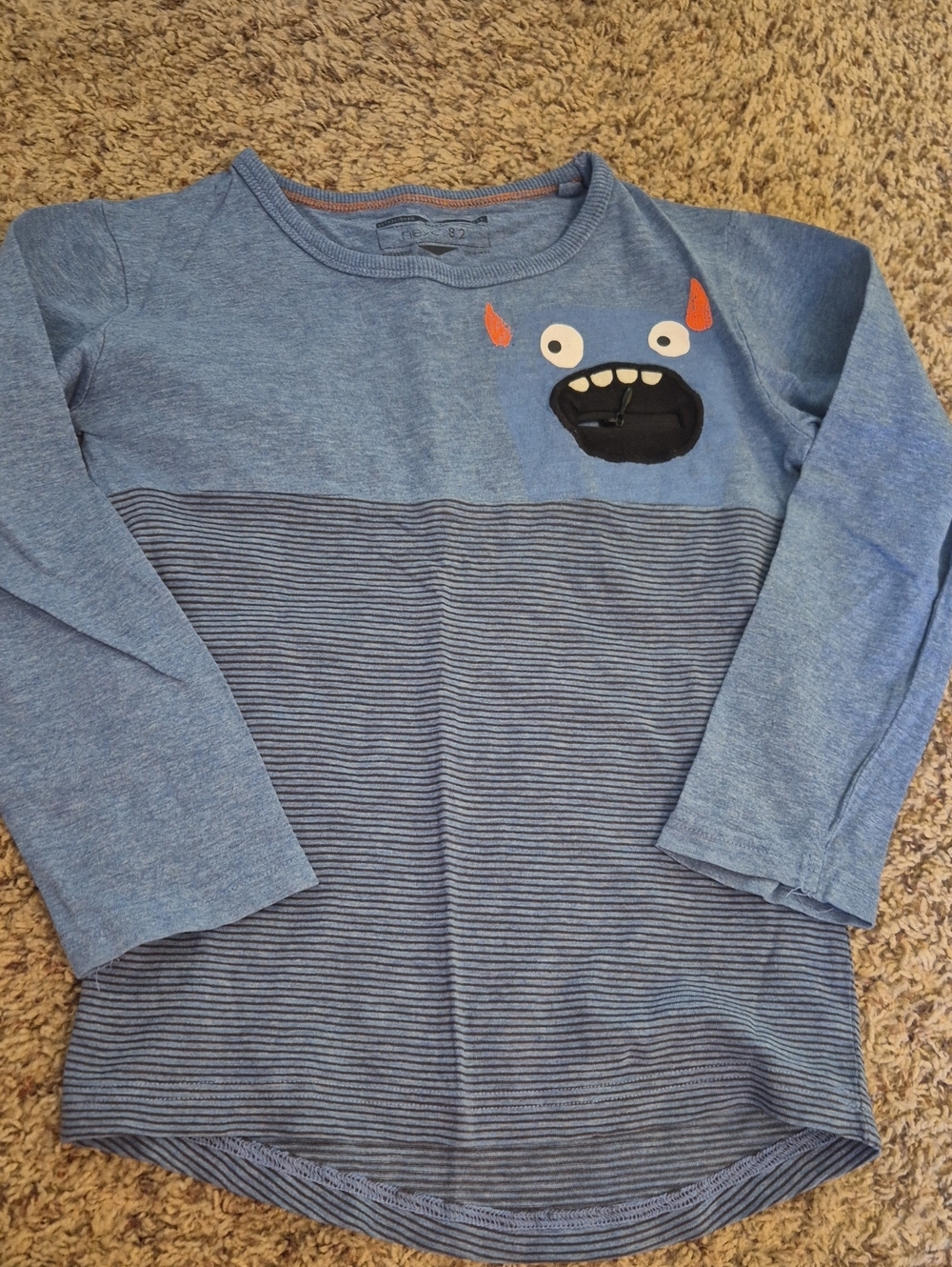 next Blue Stripe Long-Sleeve Monster Pocket Tee